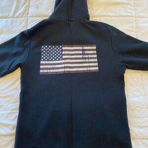 Men's Black Hoodie with American Flag Design